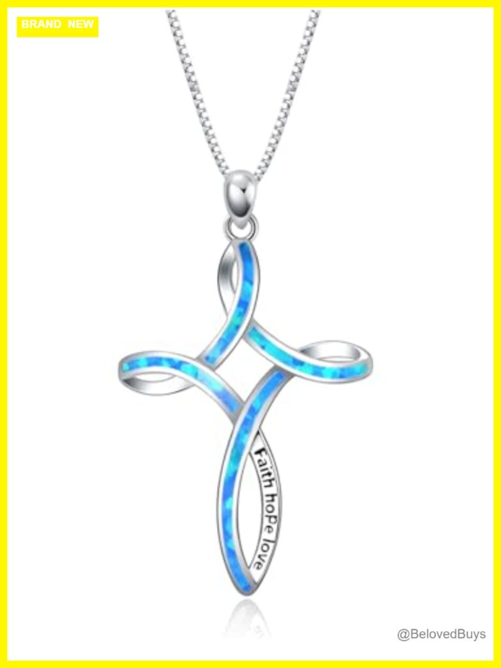 Sterling Silver Opal Cross Necklace Celtic Pendant Box Chain